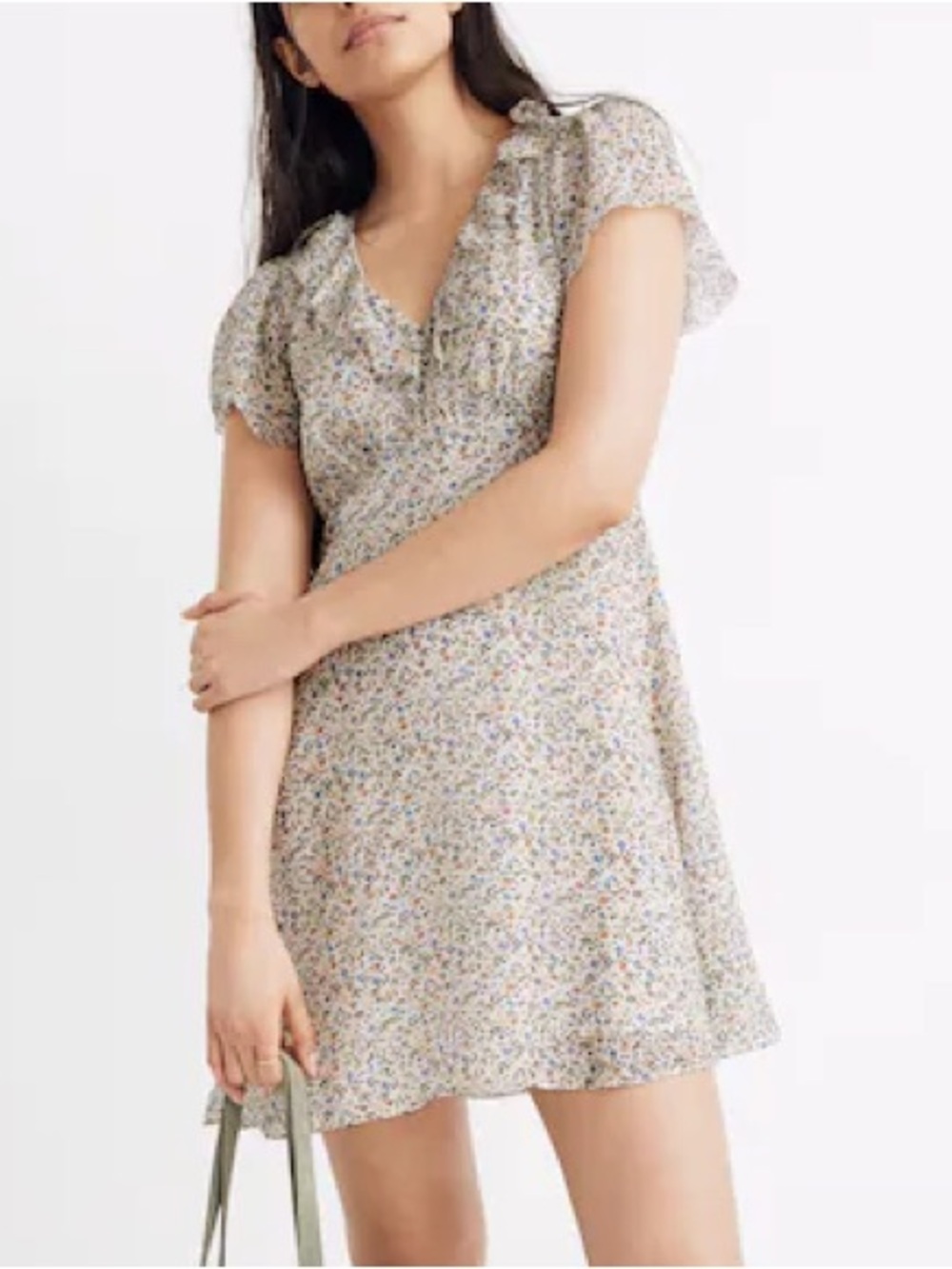 Madewell Silk Flutter Sleeve Floral Mini Dress Size 4